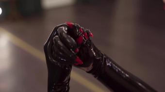 Fitting Black Latex Gloves Asmr