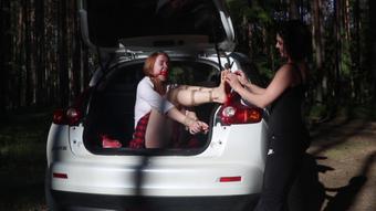 Tickling for taken away girl in trunk - June 07, 2019