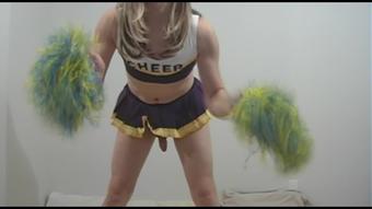 Tgirl Cheerleader Toying and Jizzing
