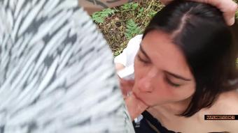 Sexy student sucks cock in the forest instead of studying
