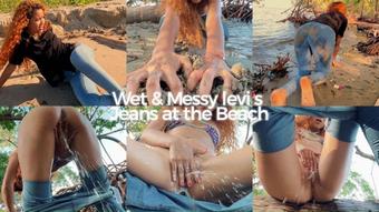 Wet & Messy Levi's Jeans At the Beach