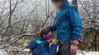 Public Blowjob And Cum Swallow Near The Mountain River