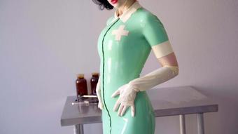 Nurse In Latex And Surgical Gloves