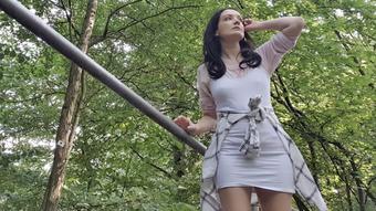 White dress upskirt outdoor wetting pee - March 23, 2021