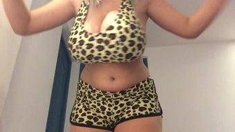 Leopard sweetie gone wild, shaking boobs - May 08, 2018