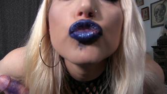 Glossy Blue Lipstick & Black Latex Gloves GFE POV BJ/HJ 1080 - May 03, 2024