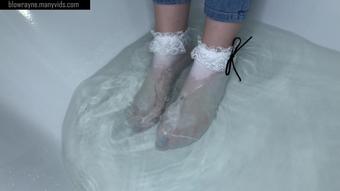 Wet White Socks