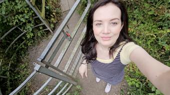 Upskirt dress and panty wetting outdoors peeing - August 27, 2024