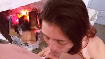 made me a great blowjob in front of the fire place