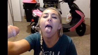 HUGEE CUM SHOT MOTER BIKE GAL GETS FACIAL * SMOKING