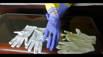 RUBBER, LATEX AND COTTON GLOVES ON MY HANDS