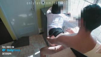 First time in Thai College Uniform Doggystyle จับเย็ดหีท่าหมาคาชุดนักศึกษา