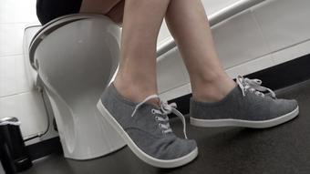 Panties and skirt on the toilet peeing - November 26, 2019