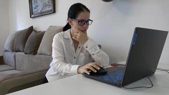 Secretary Anna Relaxes Her Feet At Work