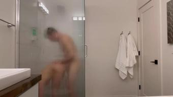 Steamy Glass Shower: Hot Couple on Vacation