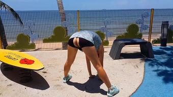 Open Air GYM Risky Public Flashing # "Magic sport panties" in action