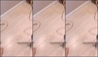 Get on your knees in black silk high heels and lick your cock