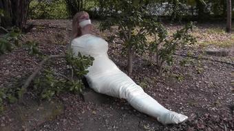Microfoam Mummywrap Outdoors - Lorelei In Mummification Bondage