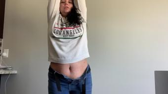 Chubby girl reaching