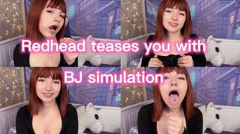 Redhead gives you blowjob simulation