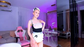 French maid nasty striptease+ oil show - January 22, 2023
