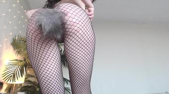Playing With Ass & Pussy Through Fishnets
