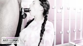 BIG TIT GIRL WITH PIGTAILS GAGS & DRAINS THICK COCK DRY OF LOAD
