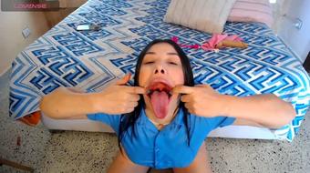 Her Tongue Dances with Abandon on Juicy Dildos