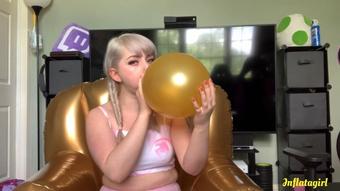 Inflatagirl Blow To Pop Gold Balloon