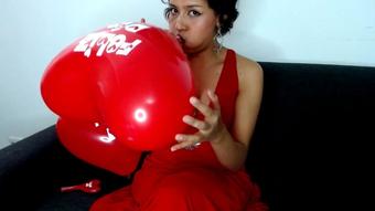 blowing up balloons