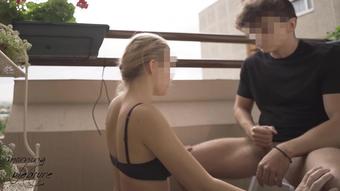 Balcony sex, My pussy makes him cum in 2 minutes - morningpleasure