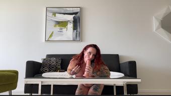 Masturbating with 9" Dildo