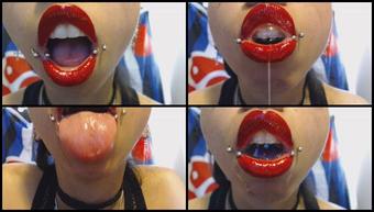 Missmarianne Red Lipstick Drooling And Spit Bubbles