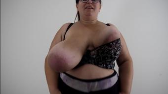 bounce HUGE titties out of 2 TIGHT  bras