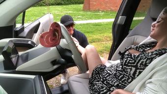 Car Fun - Sub Licks Feet & Cums