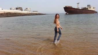 Denim Jeans in the sea