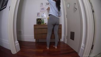 Polishing in grey leggings - May 12, 2019