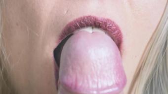 Sensual close up tongue blowjob
