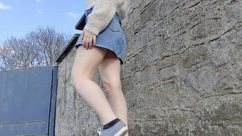 Yellow panty upskirt wetting peeing - April 26, 2022
