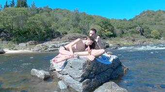 Hot Couple having Risky Sex on Public Beach and Bus - Huge Double Cumshot