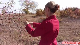 Doris Pees In The Puszta. Wild Cougar Out In Nature