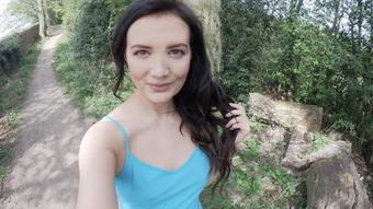 Turquoise dress peeing in the woods - June 18, 2019
