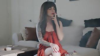 Smoking In Scarf Dress