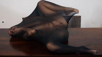 Wrapped in a giant pantyhose