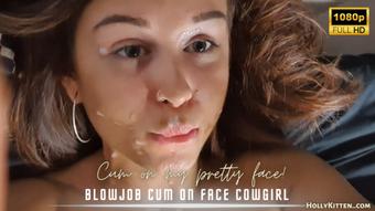 Teen takes his load on her pretty face