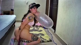 RIDE DILDO WHILE BLOW A CONDOM - January 05, 2021