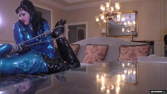 Femdom Hogtie Bound Orgasm In Rubber