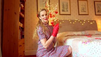 Ariel Anderssen Sensual Red Leather Gloves Valentines