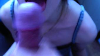 She just sewed, but got cum in her mouth