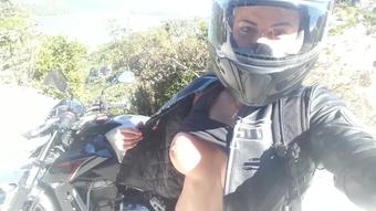 2017.05.08 French Teen Biker Girl Show Boobs On The Road Motarde Coquine Exib